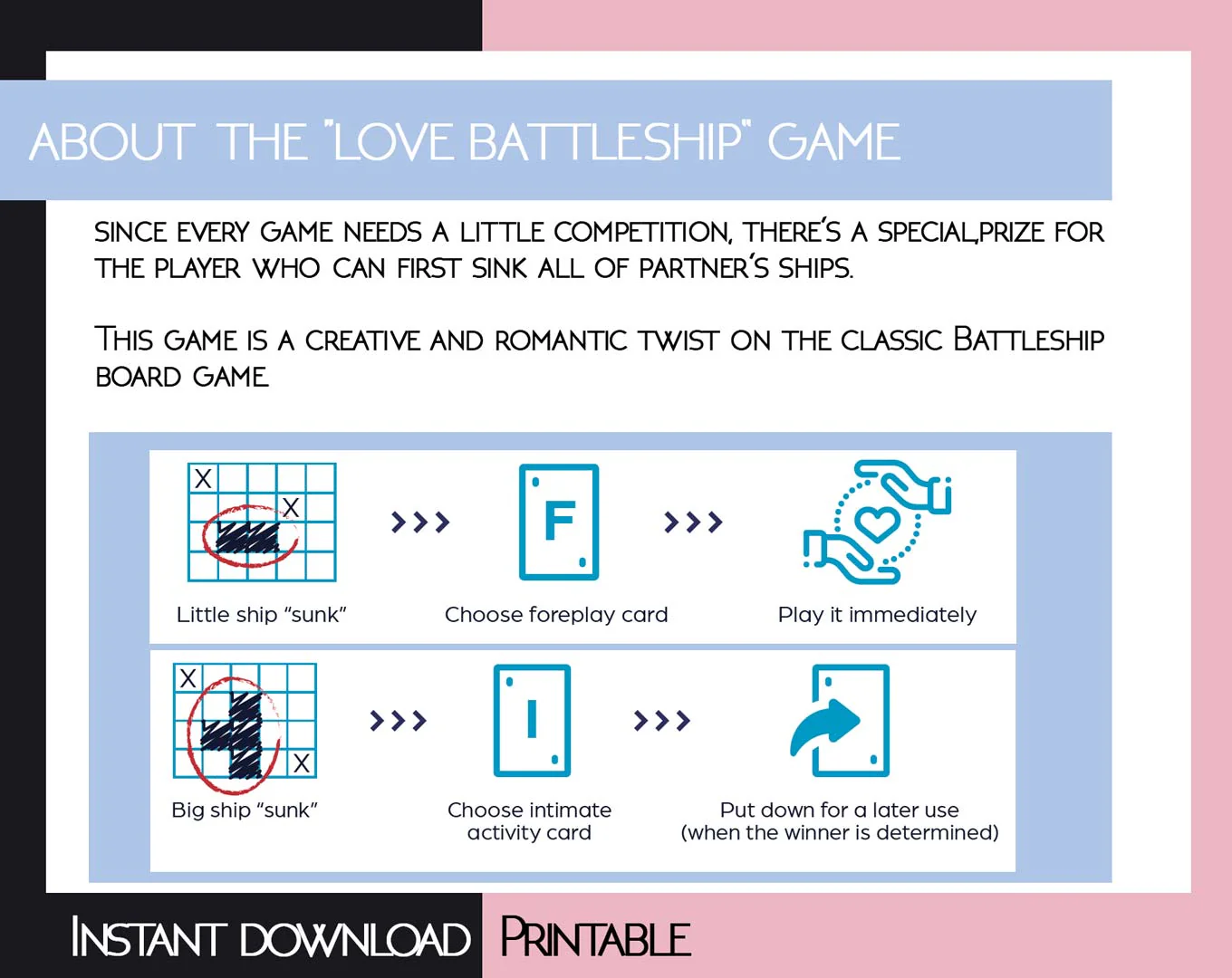 Printable Love Battleship game PDF - Image 11